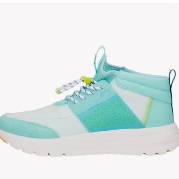 NWOB! Hey Dude women’s Sirocco Aqua and White Sneakers size 9, slip on! - Picture 3 of 8